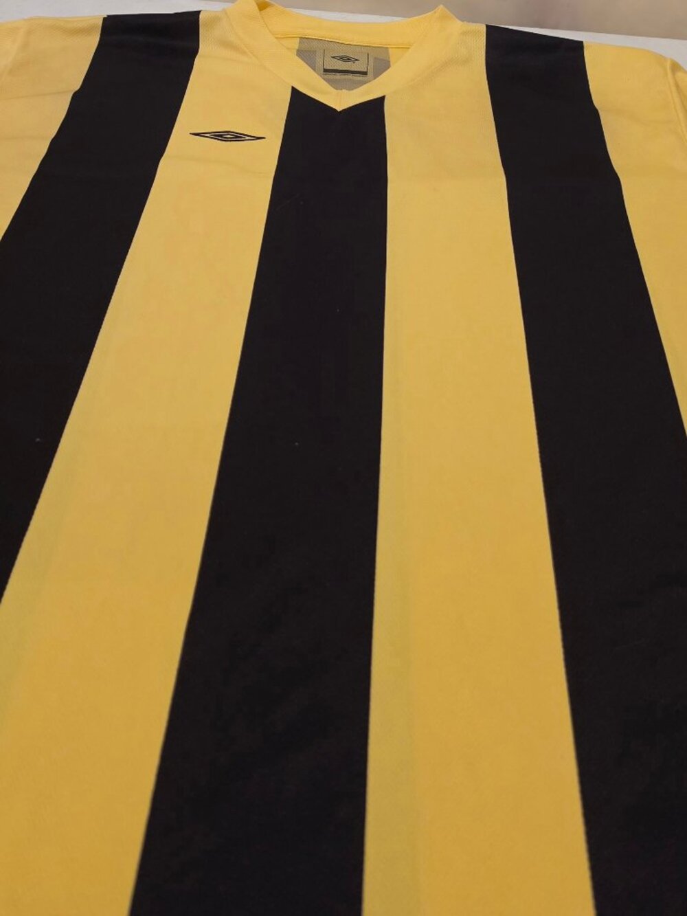 Umbro Yellow and Black Striped Soccer Jersey